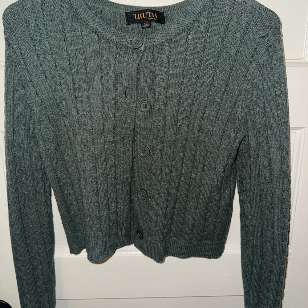 Truth Women's Olive Cable Knit Cardigan